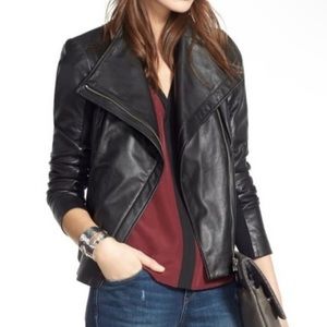 Trouve Black Leather Moto Jacket for Women